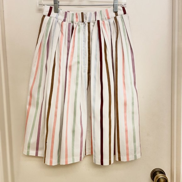 [NWOT] MODCLOTH Aspiration Creation Striped A-line Midi Skirt 100% Cotton - Picture 6 of 11